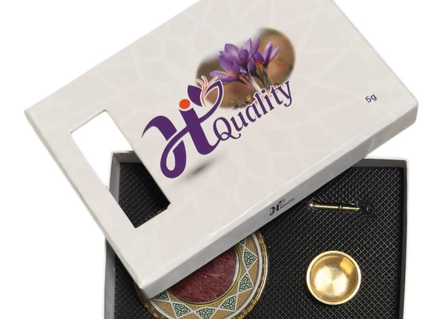 Premium Super Negin Safran 5g Geschenkbox mit dekorativer Khatam-Platte und gratis Mörser - Luxus Safran kaufen